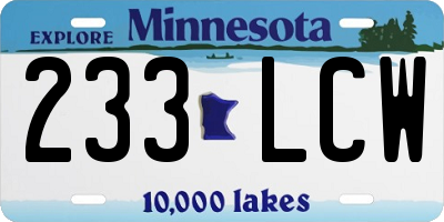 MN license plate 233LCW