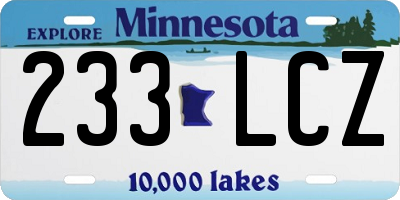 MN license plate 233LCZ