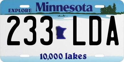 MN license plate 233LDA