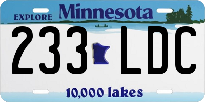 MN license plate 233LDC