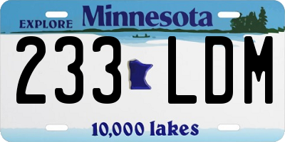 MN license plate 233LDM