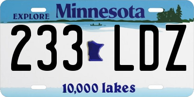 MN license plate 233LDZ