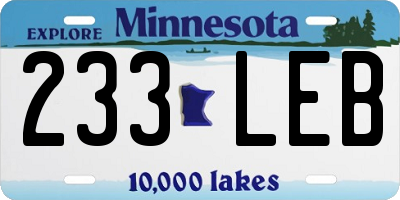 MN license plate 233LEB