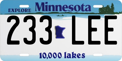 MN license plate 233LEE