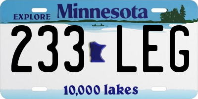 MN license plate 233LEG