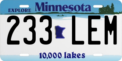 MN license plate 233LEM