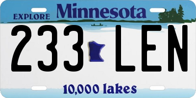 MN license plate 233LEN