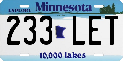 MN license plate 233LET