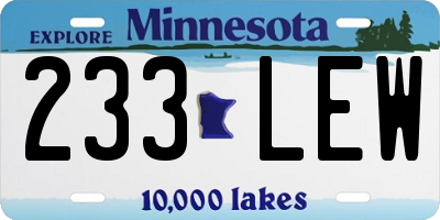 MN license plate 233LEW