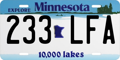 MN license plate 233LFA