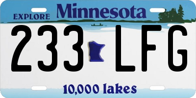 MN license plate 233LFG