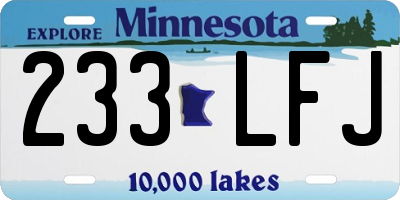 MN license plate 233LFJ