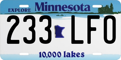 MN license plate 233LFO