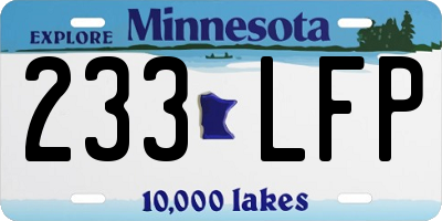 MN license plate 233LFP