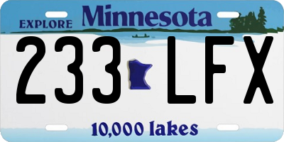 MN license plate 233LFX