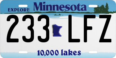 MN license plate 233LFZ