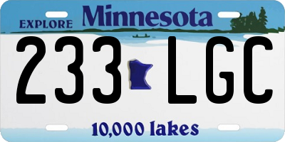 MN license plate 233LGC