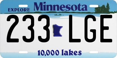 MN license plate 233LGE