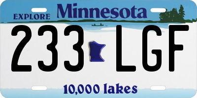 MN license plate 233LGF