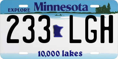 MN license plate 233LGH