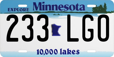 MN license plate 233LGO
