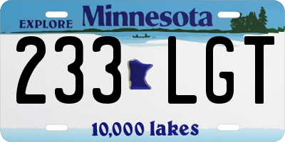 MN license plate 233LGT