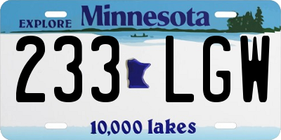 MN license plate 233LGW