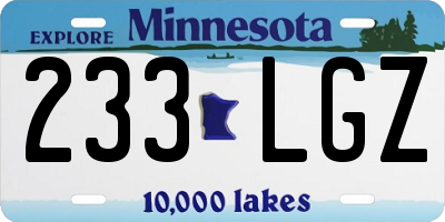 MN license plate 233LGZ