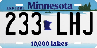 MN license plate 233LHJ