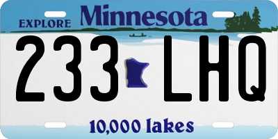 MN license plate 233LHQ