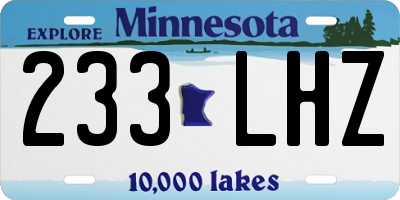 MN license plate 233LHZ