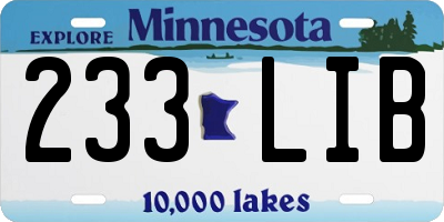MN license plate 233LIB