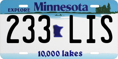 MN license plate 233LIS