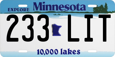 MN license plate 233LIT