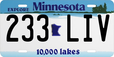MN license plate 233LIV