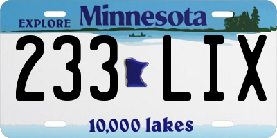 MN license plate 233LIX