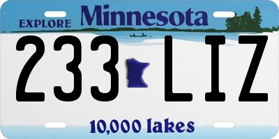 MN license plate 233LIZ