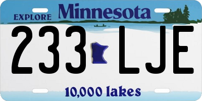 MN license plate 233LJE
