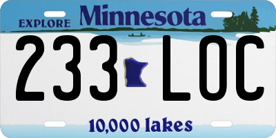 MN license plate 233LOC