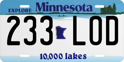 MN license plate 233LOD