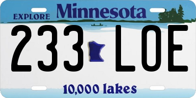 MN license plate 233LOE