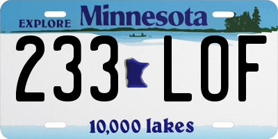 MN license plate 233LOF