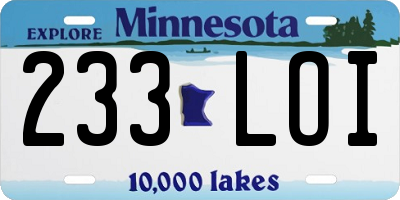 MN license plate 233LOI