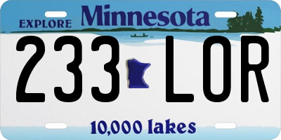 MN license plate 233LOR
