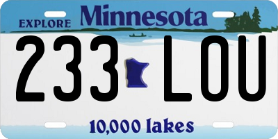 MN license plate 233LOU