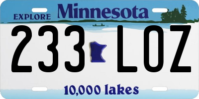 MN license plate 233LOZ