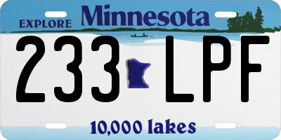 MN license plate 233LPF