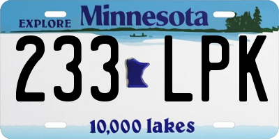MN license plate 233LPK