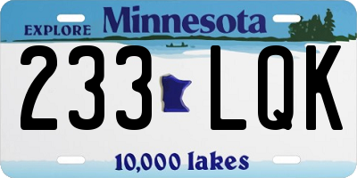 MN license plate 233LQK