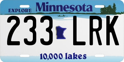 MN license plate 233LRK